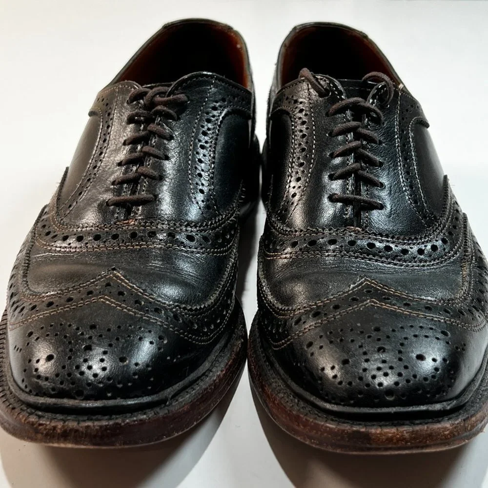 Allen Edmonds McTavish Black‎ 7/5 D Black Leather Wingtip Dress Shoes